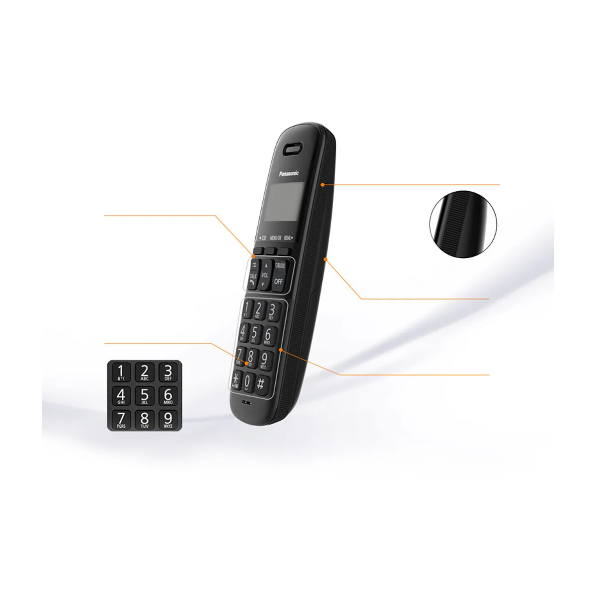 Panasonic Teléfono Inalámbrico de Mesa | Caller ID | 1 Línea | 1 Auricular | Resistente a Impactos | Negro - Imagen 4