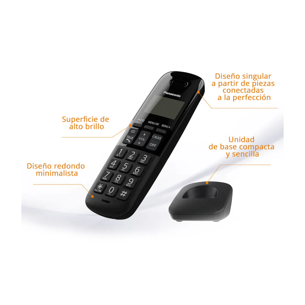 Panasonic Teléfono Inalámbrico de Mesa | Caller ID | 1 Línea | 1 Auricular | Resistente a Impactos | Negro - Imagen 5
